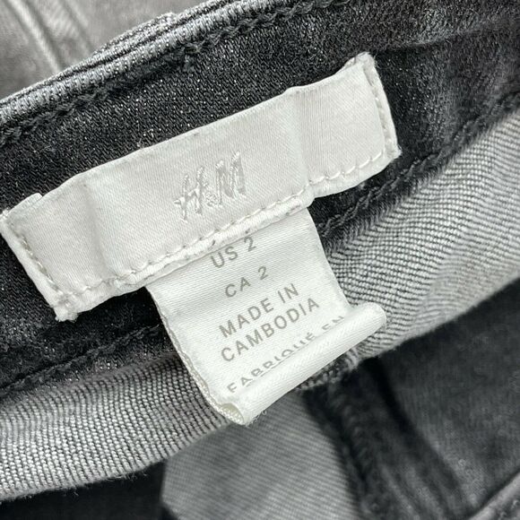 HM Denim Shorts Womens Size 2 Gray Mid Rise 1" Inseam Cotton Blend Stretch - Picture 3 of 5